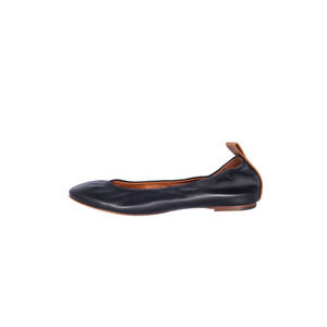 LANVIN Black Leather Ballerina Flats Size 39